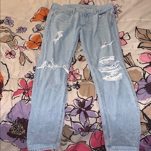 Abercrombie Light blue jeans With rips in them